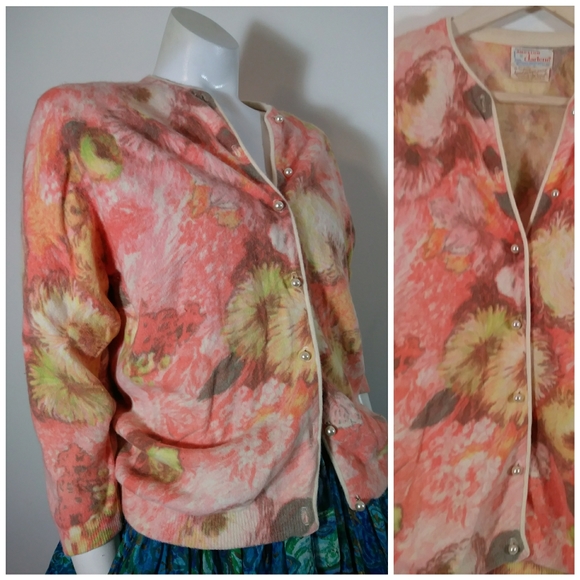 SOLD 🥰 Angora 50s cardigan french Hand sweater - Picture 2 of 7